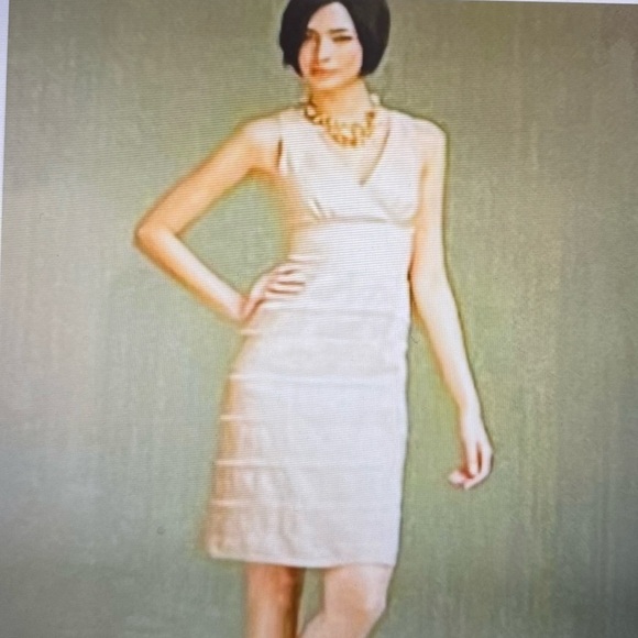 Talbot's Dress Women's Size 14 Tiered Fringe 100% Linen Career flirty Romantic - Picture 2 of 13